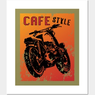 Cafe racer motorbike grunge poster style logo Posters and Art